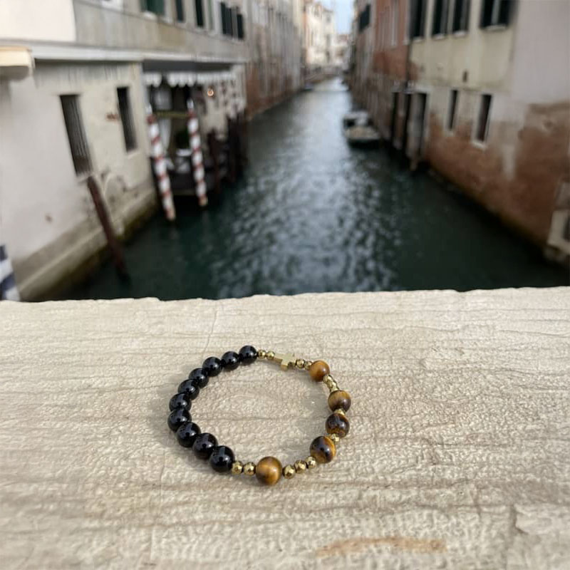Rosenkranz-Armband aus Onyx • Tigerauge • Hämatit – Bild 3