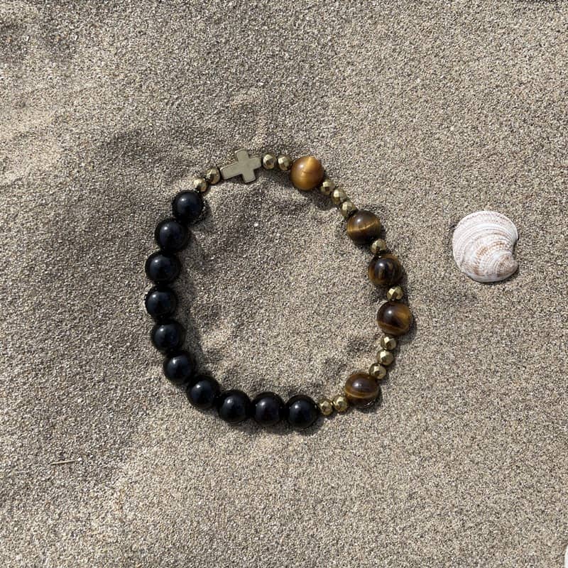 Rosenkranz-Armband aus Onyx • Tigerauge • Hämatit – Bild 5