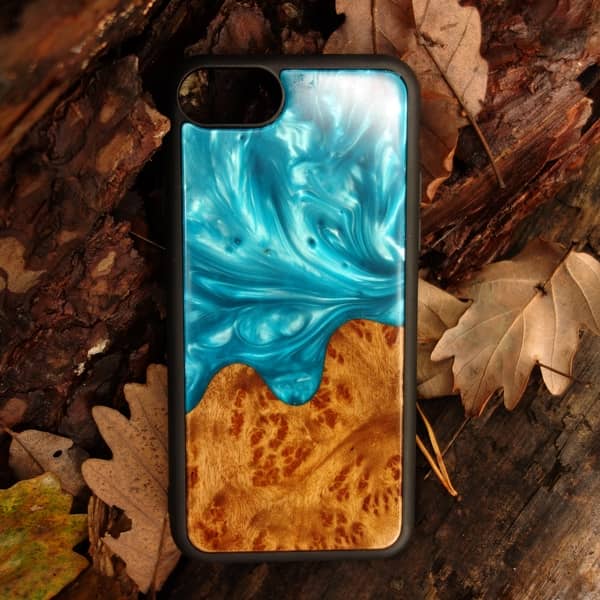 Handyhülle aus Holz Blue Splash